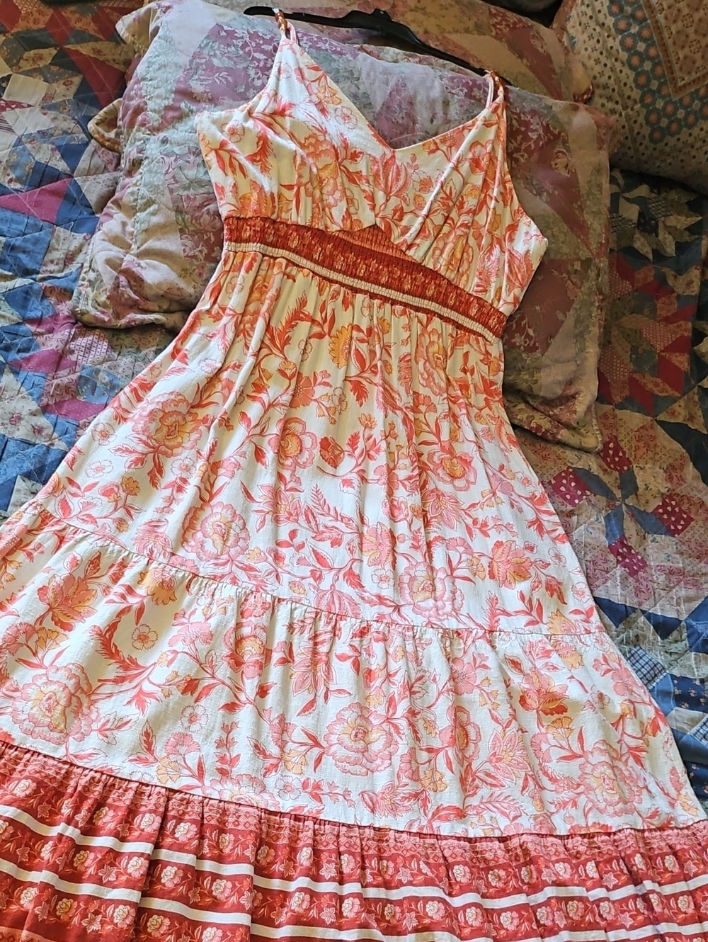 Rachel Zoe Coral and Cream Floral Maxi Dress